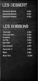 Carte et menu de La Fristouille à La Guerche sur l'Aubois — Les desserts et boissons
