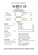 Menu Wok 18 - Les accompagnements, desserts, ...