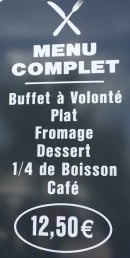 Menu Café du commerce - Menu complet 