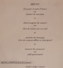 Menu A la bonne époque - Le menu