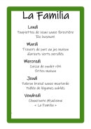 Carte et menu de La Familia à Mehun sur Yevre — Un exemple de menu de la semaine