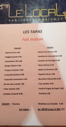 Menu Le Local - Tapas 