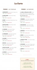Menu Pizza Lisa - Pizzas classiques et spéciales