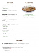 Menu Pizza Lisa - Paninis et lasagnes