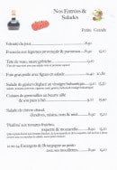 Menu Restaurant du Lac - Entrées, salades