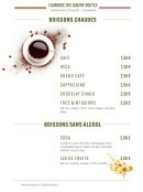 Carte et menu de L'auberge des quatre routes à Albussac — Les boissons chaudes, boissons sans alcool