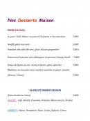 Menu Le Sablier du Temps - Desserts, glaces