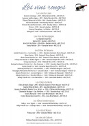 Menu La Table de Turlot - Les vins rouges