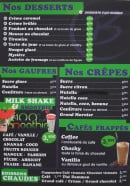 Menu O bistro - Les desserts, gaufres, crêpes...