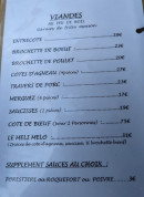 Menu Chez Francis - Les viandes