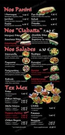 Menu Pizza Trente - nos panini, ciabatta, salade et tex-mex