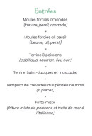 Carte et menu de Black Pearl à Ghisonaccia — Les entrées