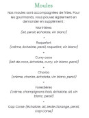 Carte et menu de Black Pearl à Ghisonaccia — Les moules