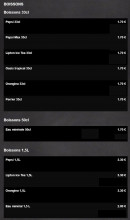 Menu 911 Pizza - Les boissons