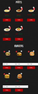 Menu Allô Pizza - Les pâtes et burgers