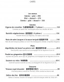 Menu Au gré de mes envies - La carte