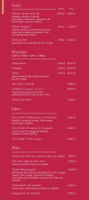 Menu Beer And Joy - Les planches, pates et plats, ...