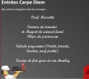 Menu Le Carpe Diem - Entrées