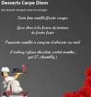 Menu Le Carpe Diem - Desserts