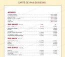 Menu Osaka - La carte de vins et les boissons; les apéritifs...