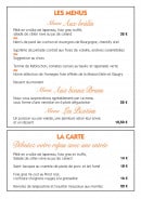 Menu Les Temps Modernes - Menus et entrées 