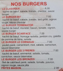 Carte et menu de La Rôtisserie de la tille à Marcilly sur Tille — Les burgers