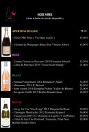 Menu O Be Wine - Vins