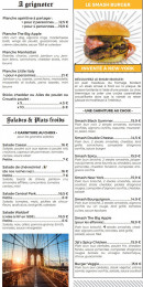 Menu The Big Apple - Les burgers, salades et a grignoter, ...