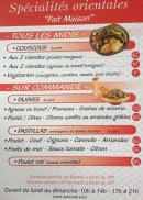 Menu Food express - Spécialités orientales 