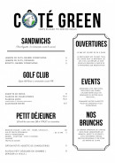 Menu Côté Green - Les sandwichs, golf club, petit déjeuner...