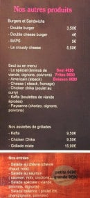 Menu La l'Ouche - Burgers, sandwiches, assiettes,....