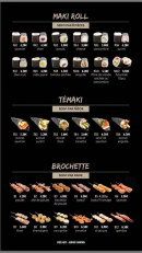 Menu Ace Sushi - Les maki roll, temaki et brochettes