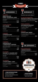 Menu Le QG Rooftop Bar - Vins rouges