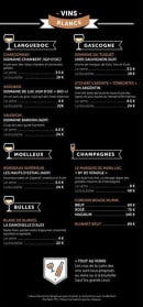 Menu Le QG Rooftop Bar - Vins blancs