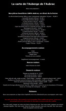Carte et menu de L'auberge de l'Aubrac à Gommenec H — Pièces bouchères, accompagnements, sauces,..