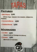 Menu QG bar - Les fritures et les marinades