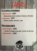 Menu QG bar - Les charcuteries et les fromages