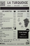 Menu La Turquoise - Les assiettes, burgers, classiques,...
