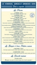 Carte et menu de La Récré des Papilles à Saint Quay Portrieux — Les pizzas, les burgers et desserts
