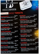 Carte et menu de Tredici Pizzas à Saint Quay Portrieux — Les pizzas base tomate