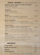 Menu L'Effet Mer - Les pizzas et desserts