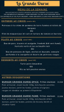 Menu La Grande Ourse - Exemple de menu de la semaine