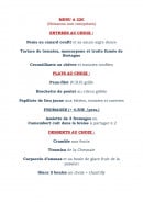 Carte et menu de Auberge de la Chesnaie à Pleudihen sur Rance — Le menu 22 €