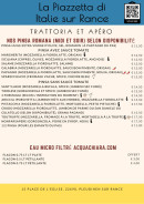 Carte et menu de La Piazzetta de Italie à Pleudihen sur Rance — Les pinsas romana, eau micro filtré
