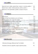 Carte et menu de Des Rochers à Perros Guirec — Salades, entrées et fromages