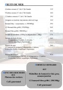 Carte et menu de Des Rochers à Perros Guirec — Fruits de mer et formules