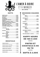 Menu L’amer à boire et à manger - Les softs, boissons chaudes et mocktails,...