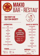 Menu Makio Bar - Les apéritifs, eaux et softs,...