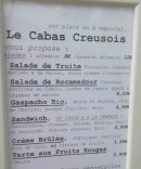 Menu Le Cabas Creusois - La carte