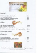 Carte et menu de Auberge de Saint Fiel à Saint Fiel — La carte
